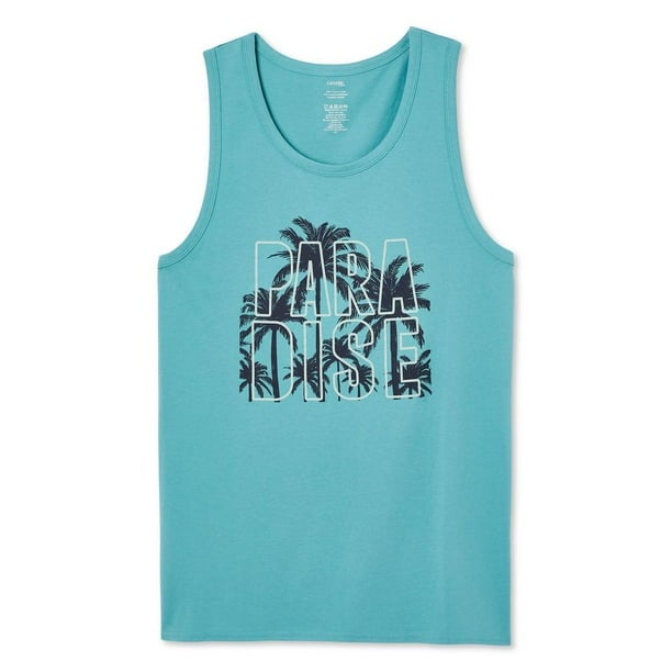tank that says paradise on it with palm trees