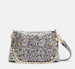 the snake print handbag with gold details 