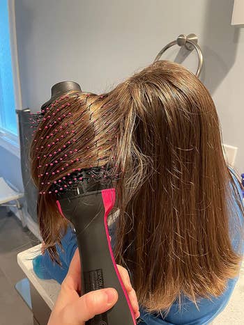 hair being blown out using the Revlon brush