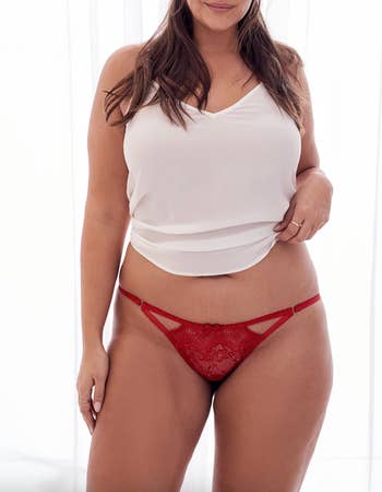 different exemplary showing the underwear successful reddish from the front