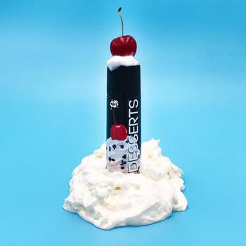 Whipped cream flavored lubricant in whipped cream with cherry on top