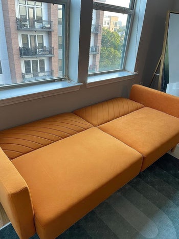 another reviewer's orange futon in down position