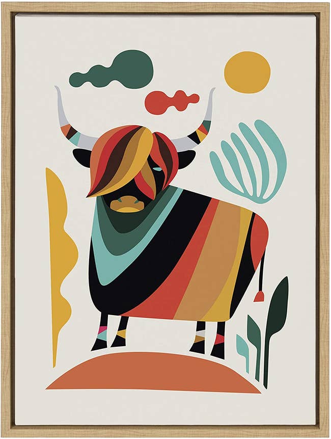 colorful abstract cow wall art