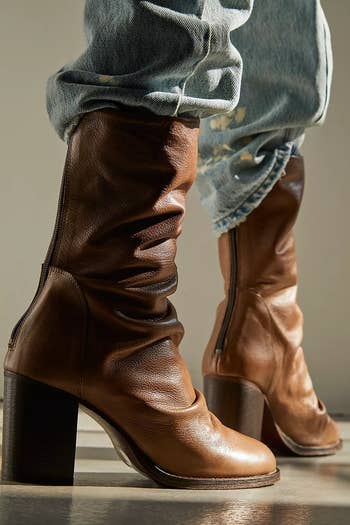 close up of model in the nushroom boots
