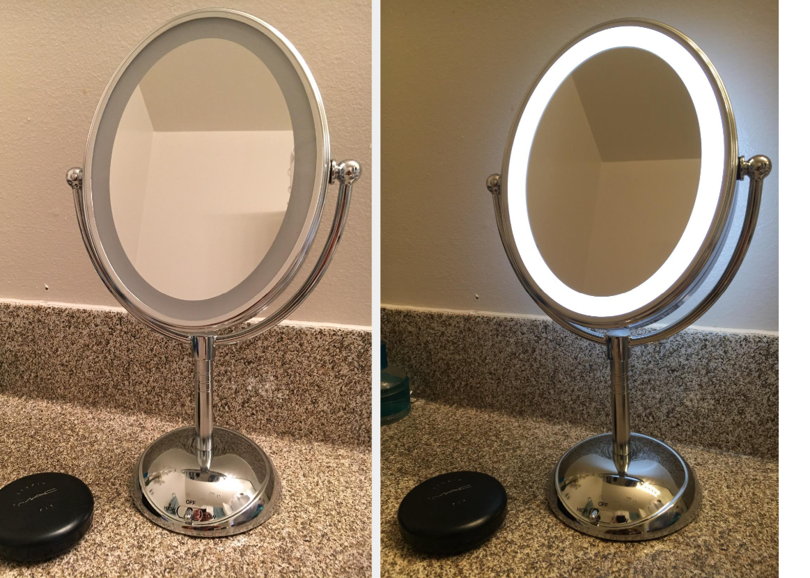 Fancii Makeup Mirror with Natural LED Lights Lighted Trifold Vanity Mirror with 5X 7X Magnifications - 40 Dimmable Ligh