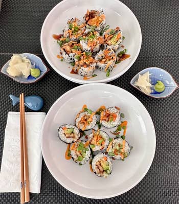 reviewer's homemade sushi