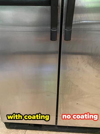 Reviewer's fridge doors with and without coating