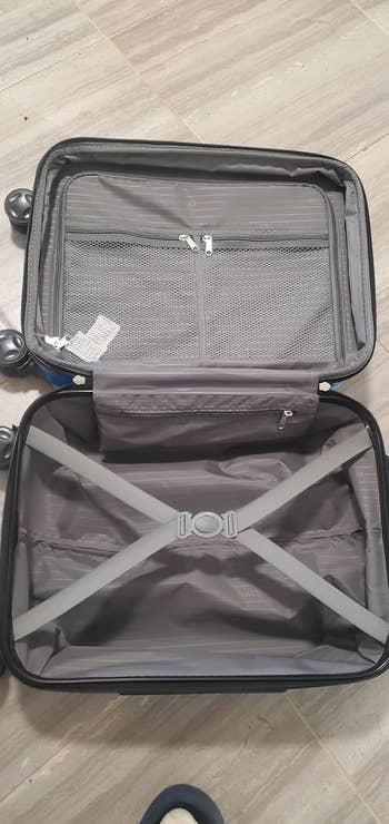 suitcase opened to uncover inside