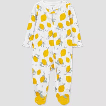 lemon printed baby double-zip sleeper pajamas