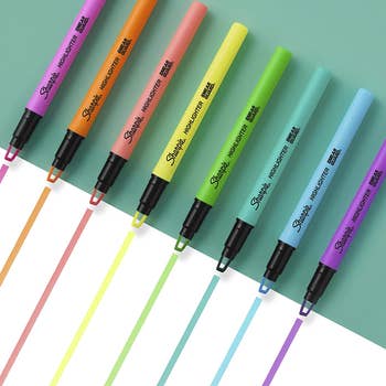 The highlighters in different colors with see-through tips