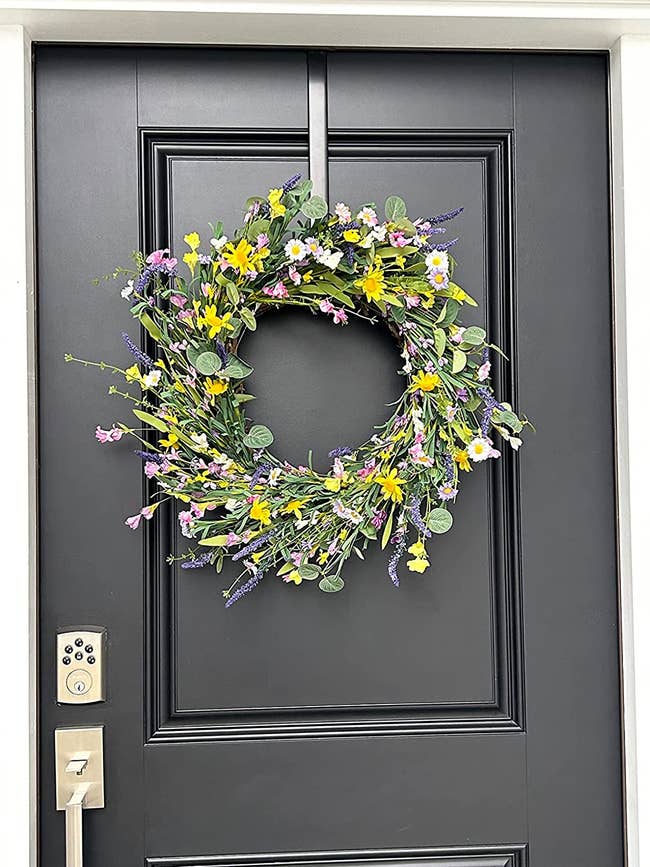 a colorful spring wreath