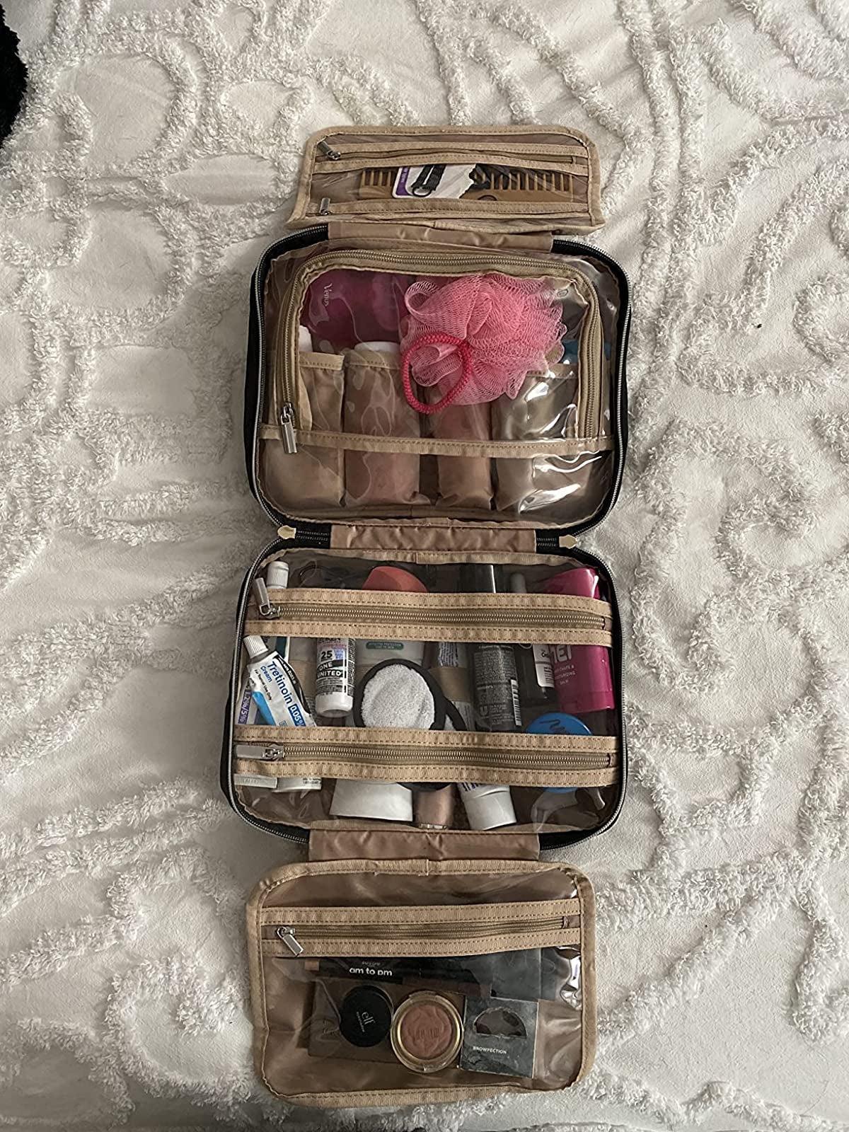 Reviewer photo of the organizer stock full of products