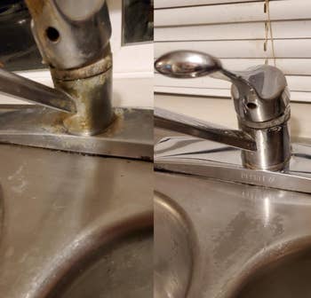 before and after pic of a dirty sink 