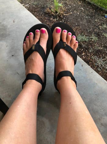 reviewer pic wearing the sandals