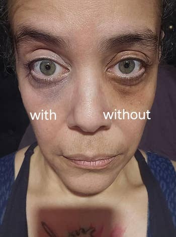 reviewer wearing the catrice brightener