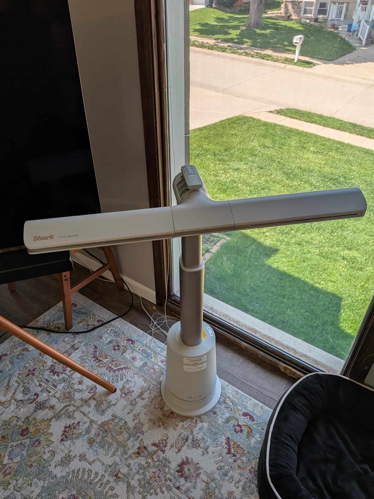 fan successful  a modern   surviving  country   mounting  adjacent   a window