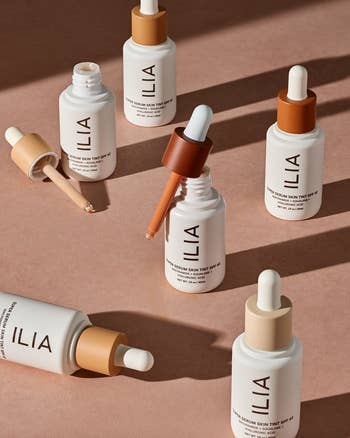 Skin serum bottles from ILIA Beauty with droppers