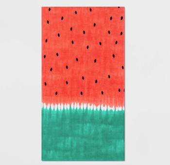Image of the red, white, and green watermelon beach towel