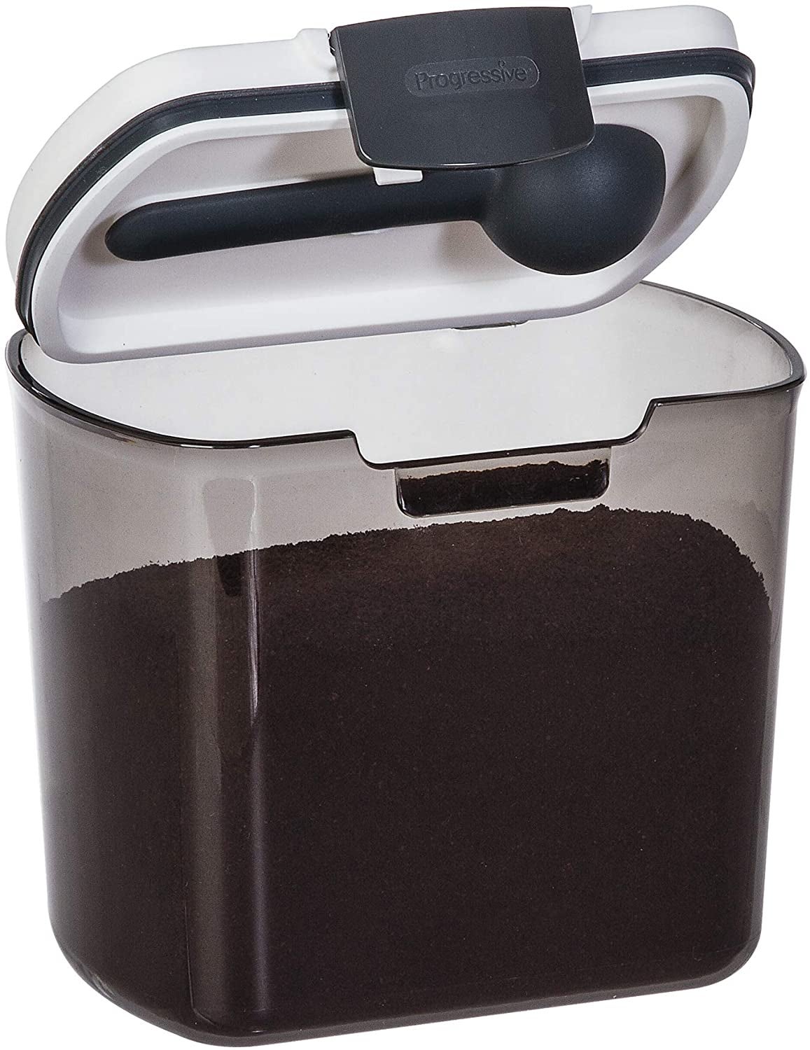 container with scoop built into lid
