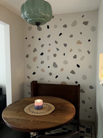 the neutral colored wall decals on a wall