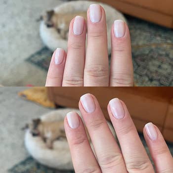 another reviewer wearing milky white polish