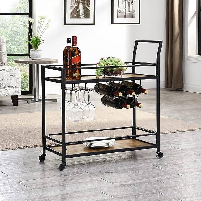 the black and brown bar cart