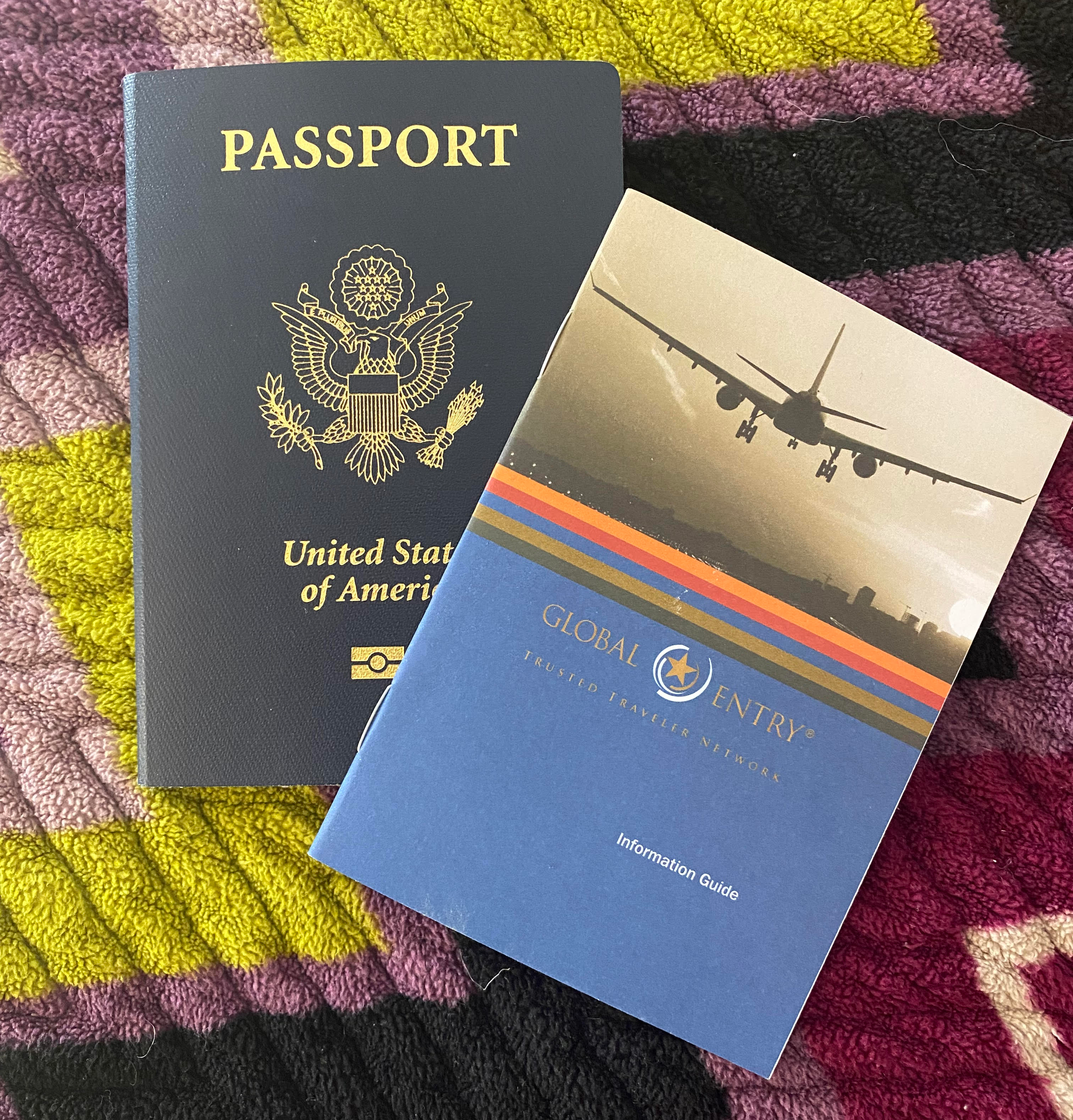 passport and booklet about Global Entry membership
