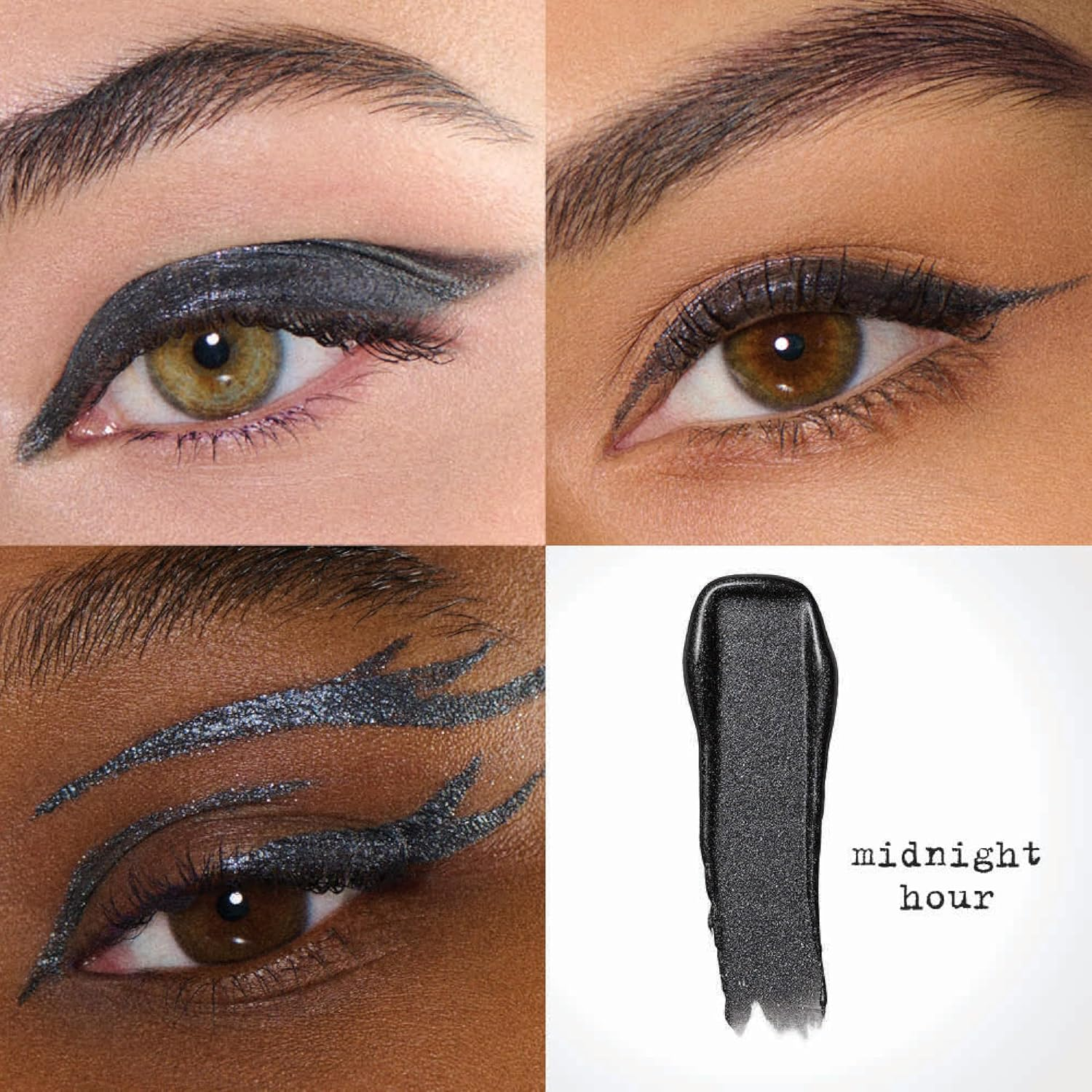 Four oculus  constitution  styles utilizing achromatic  eyeliner, including a bold helping  and originative  design, with 
