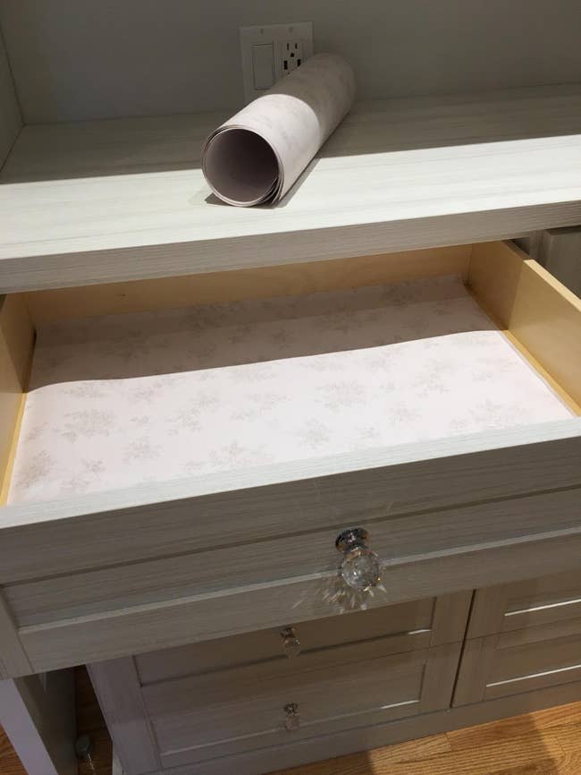 The drawer liners in a drawer