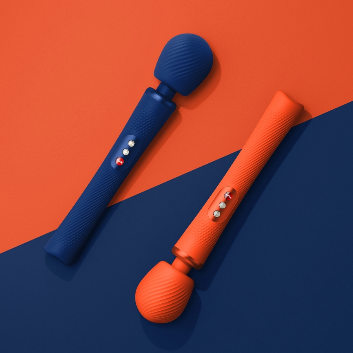 Orange and blue wand vibrators