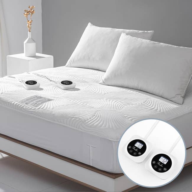 Adjustable mattress with two remote controls on top, highlighting customizable comfort settings for personalized sleep preferences