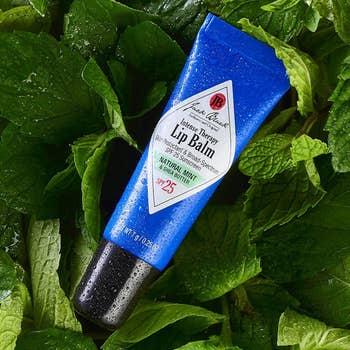 the blue tube of mint and shea butter lip balm