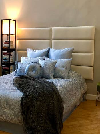 another reviewer's bedroom showing the light panels above a bed