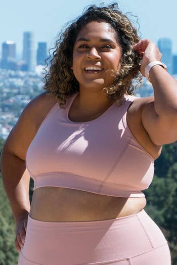 Model in the blush pink bra