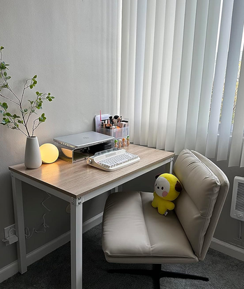 the white desk chair at a desk