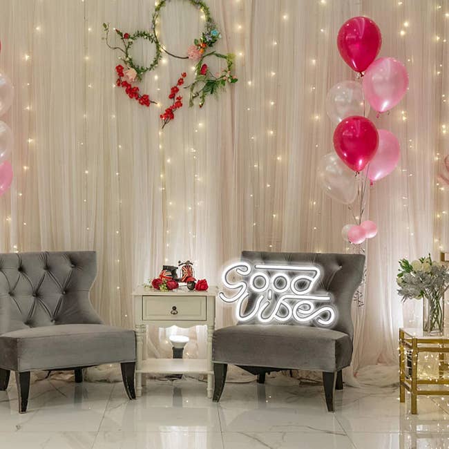 Elegant room with tufted chairs,
