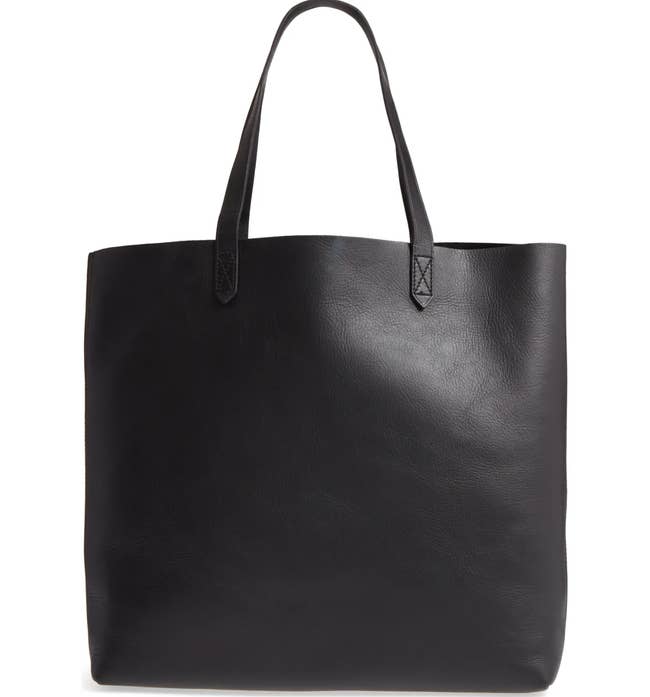 the tote bag in black leather