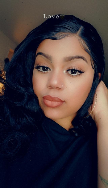 reviewer wearing the eyeliner in black and white