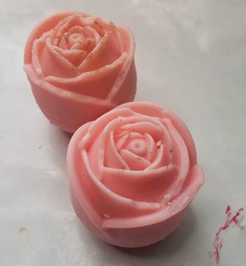 two pink soap roses 
