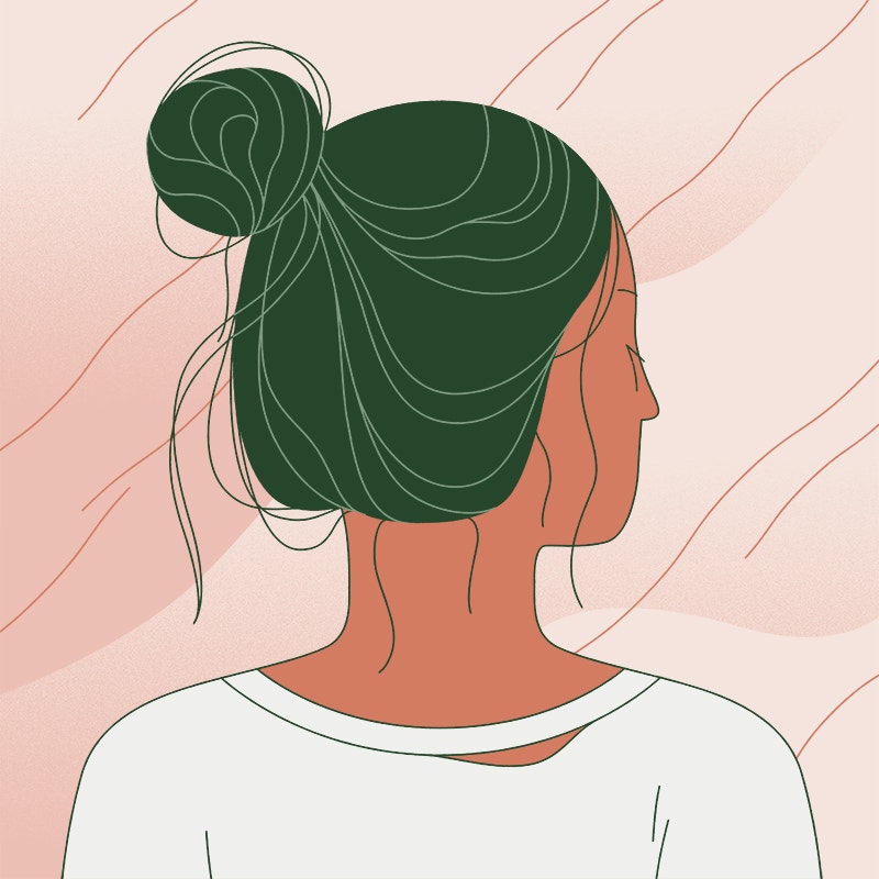 Illustration of a person with oily, unkempt hair.