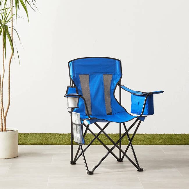 the camping chair in blue