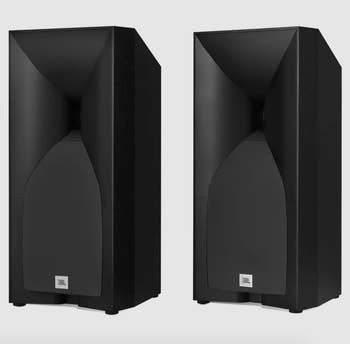 Image of two of the black loudspeakers