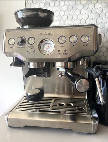 buzzfeed editor's espresso machine on a counter