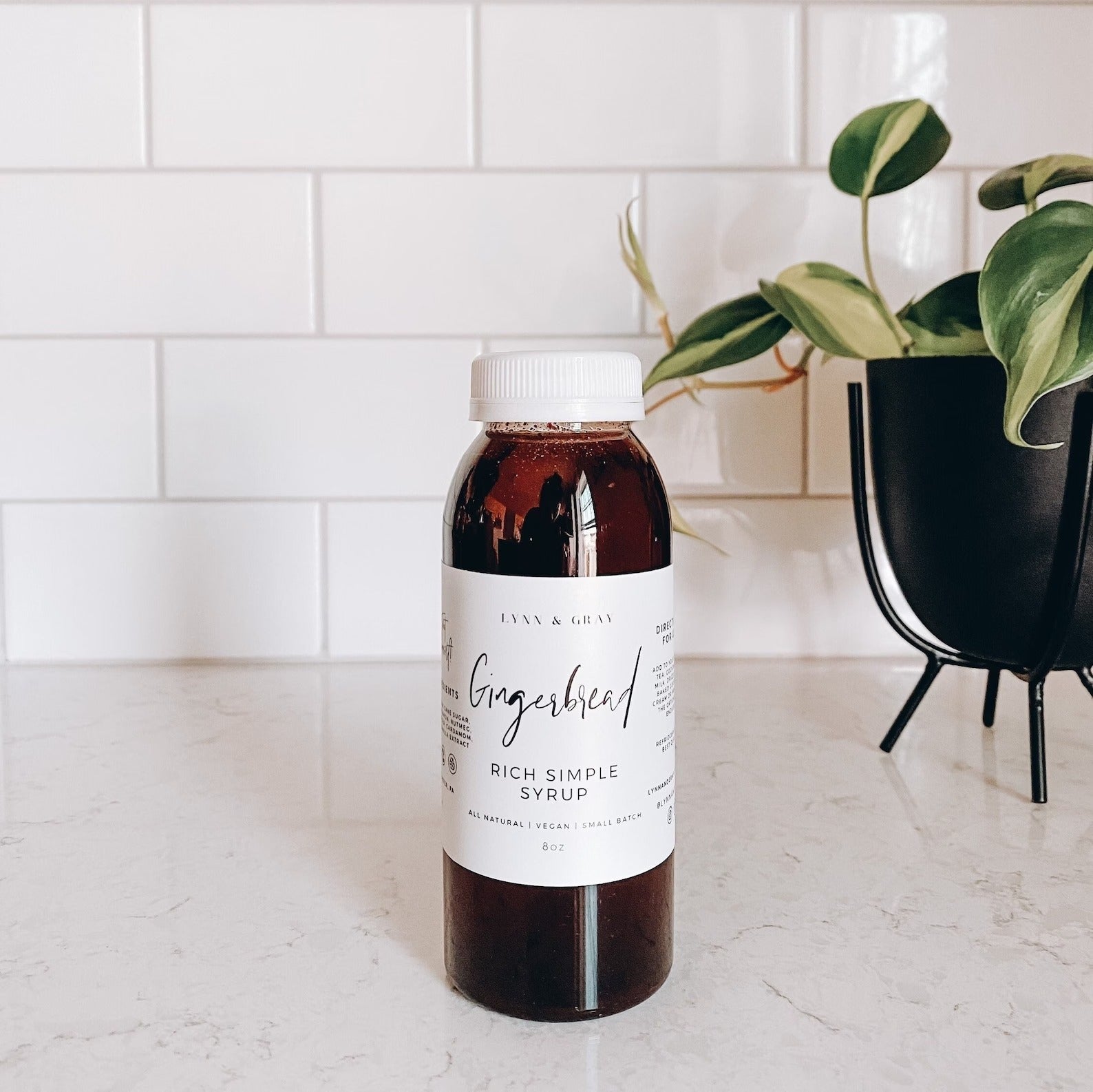 the gingerbread syrup on a kitchen counter