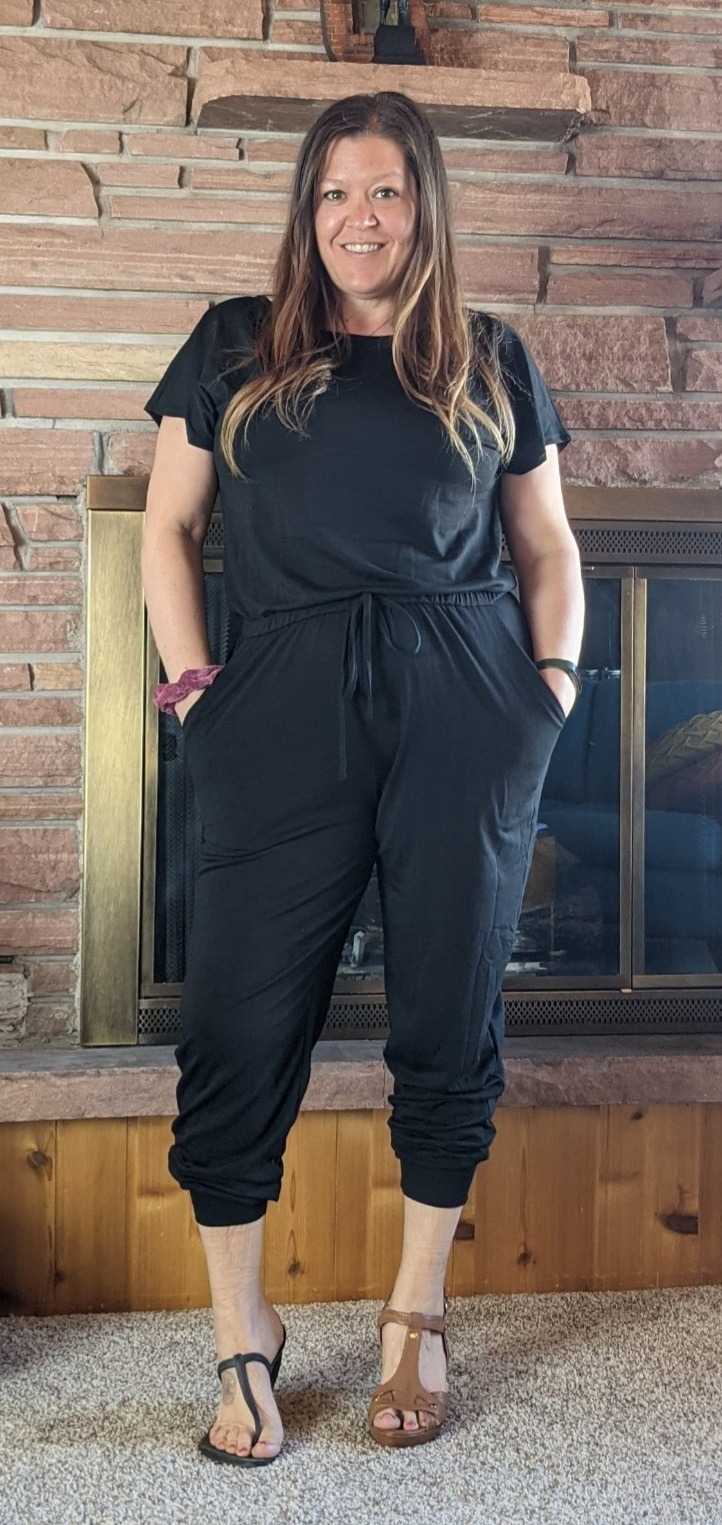 very black jumpsuit