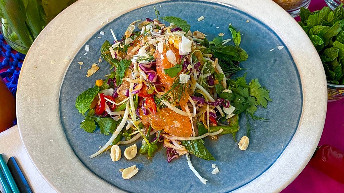 Grapefruit Salad With Thai Curried Coconut Dressing As Made By Arnold Myint