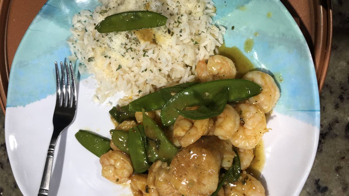 Shrimp And Scallops With Snow Peas Butter Sauce