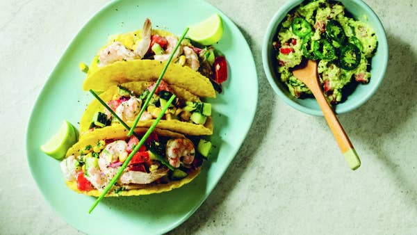 Spicy Small Prawns Ceviche And Beef-Mince Tacos