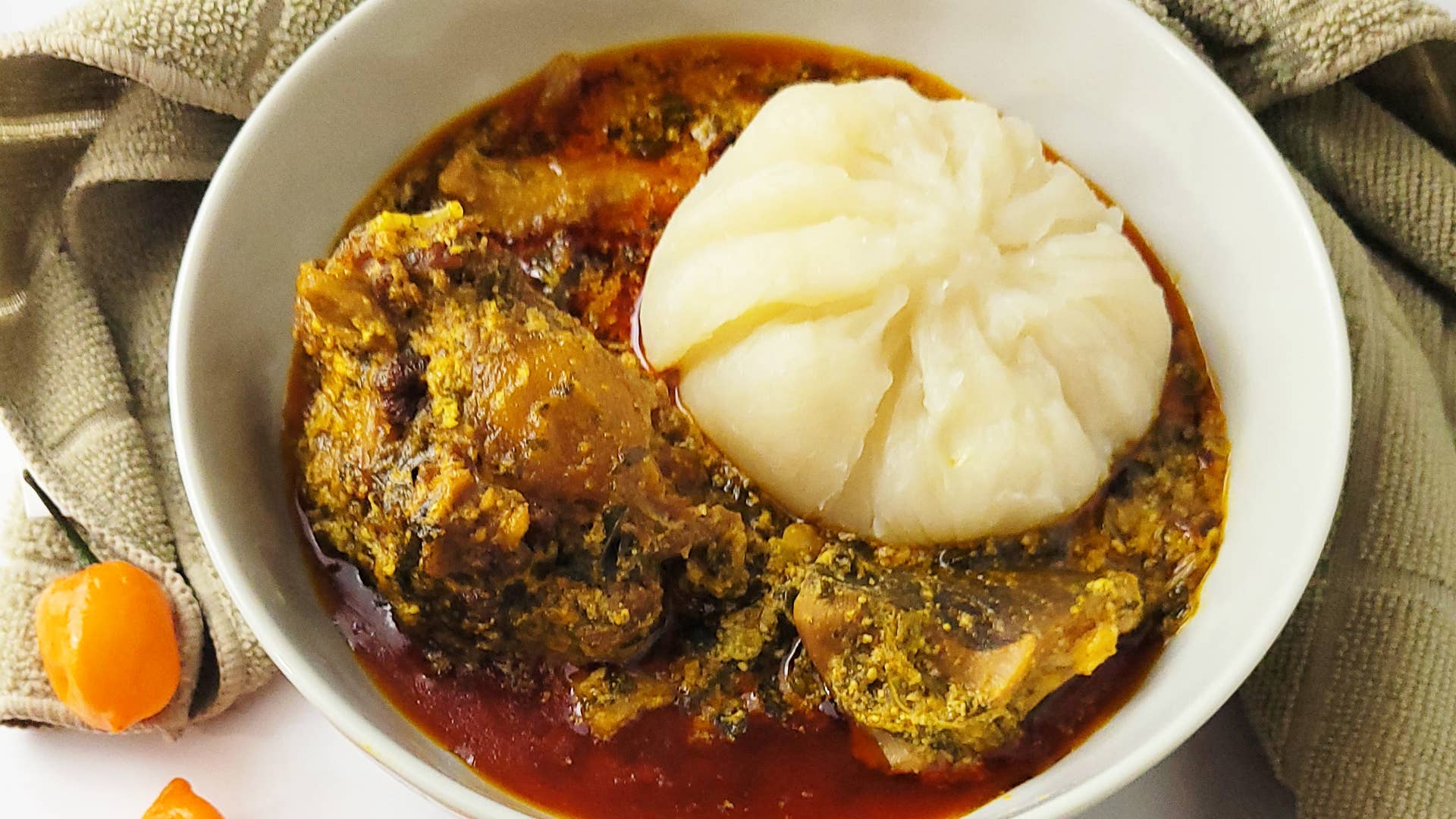 Classic Cassava Fufu with Tomato Sauce