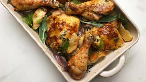 Roasted Chicken With Apples & Fennel